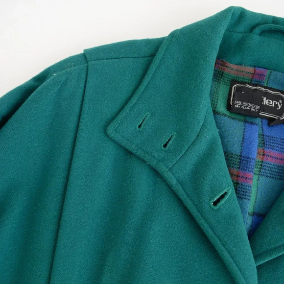 Vintage  J. Gallery Green 70% Wool Coat Size 5/6 - Picture 14 of 16